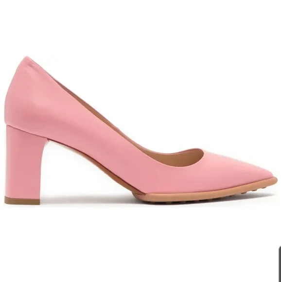 Sale🥳NWT Tods Geniune leather Block Heel Pumps in Baby Pink - Picture 2 of 4